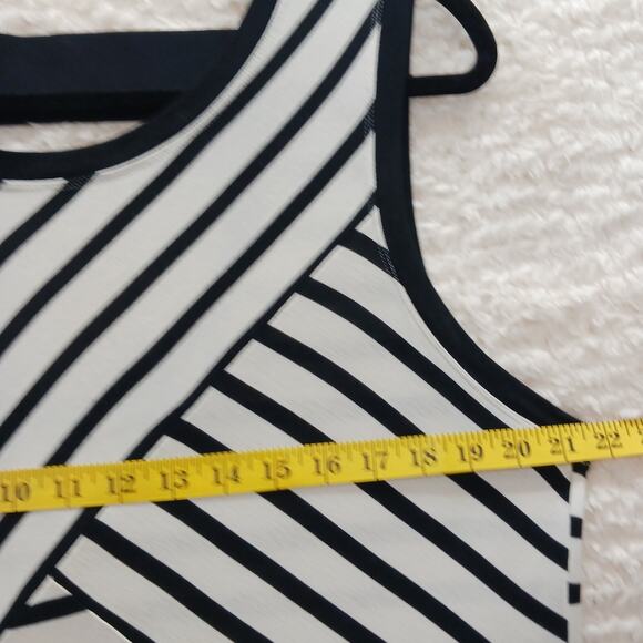 Tank Top Size L Striped Black White Knit Nautical Preppy Sailorcore Cruise Retro - Picture 7 of 13